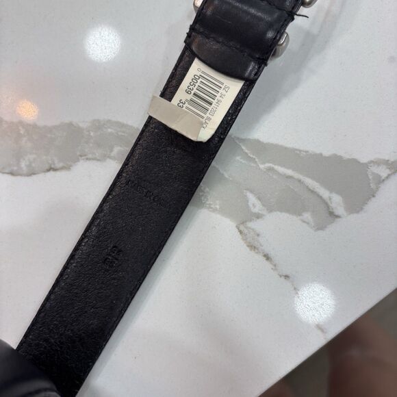 Lauren Ralph Lauren Belt Size 34 Black Solid Brass Buckle Italian Leather - Picture 3 of 9